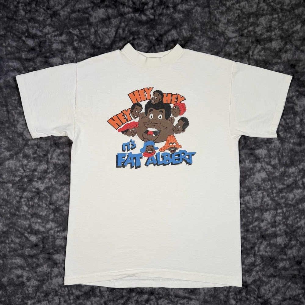 Vintage Fat Albert And The Junkyard Gang TShirt White Mens L Murina USA 90s